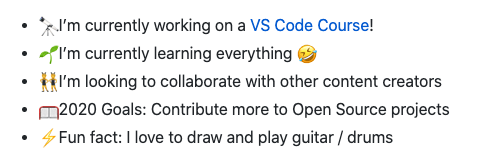 Github profile using emojis example